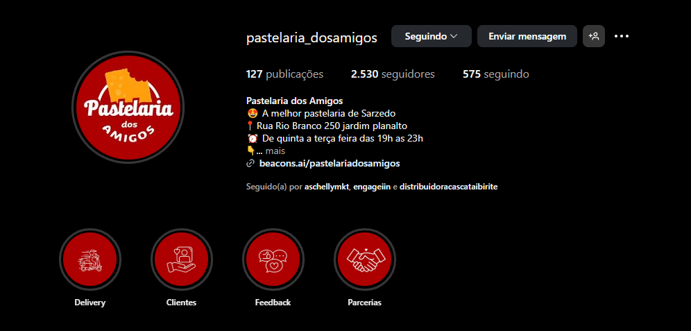 Registro do projeto Pastelaria dos Amigos